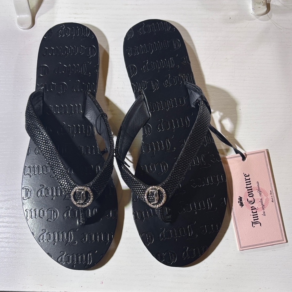 Juicy Couture Black Sandals with Rhinestone Detail